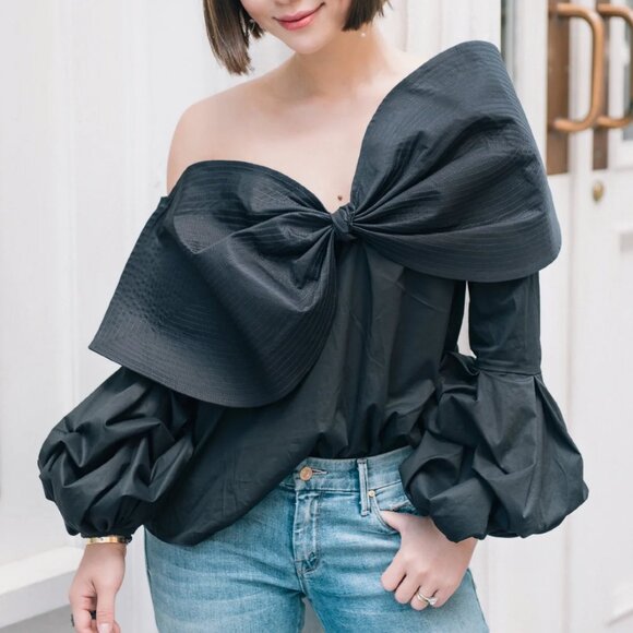 Johanna Ortiz Lutari Top Fall 2017 One Shoulder Black Size 2 NEW NWT - Picture 2 of 16